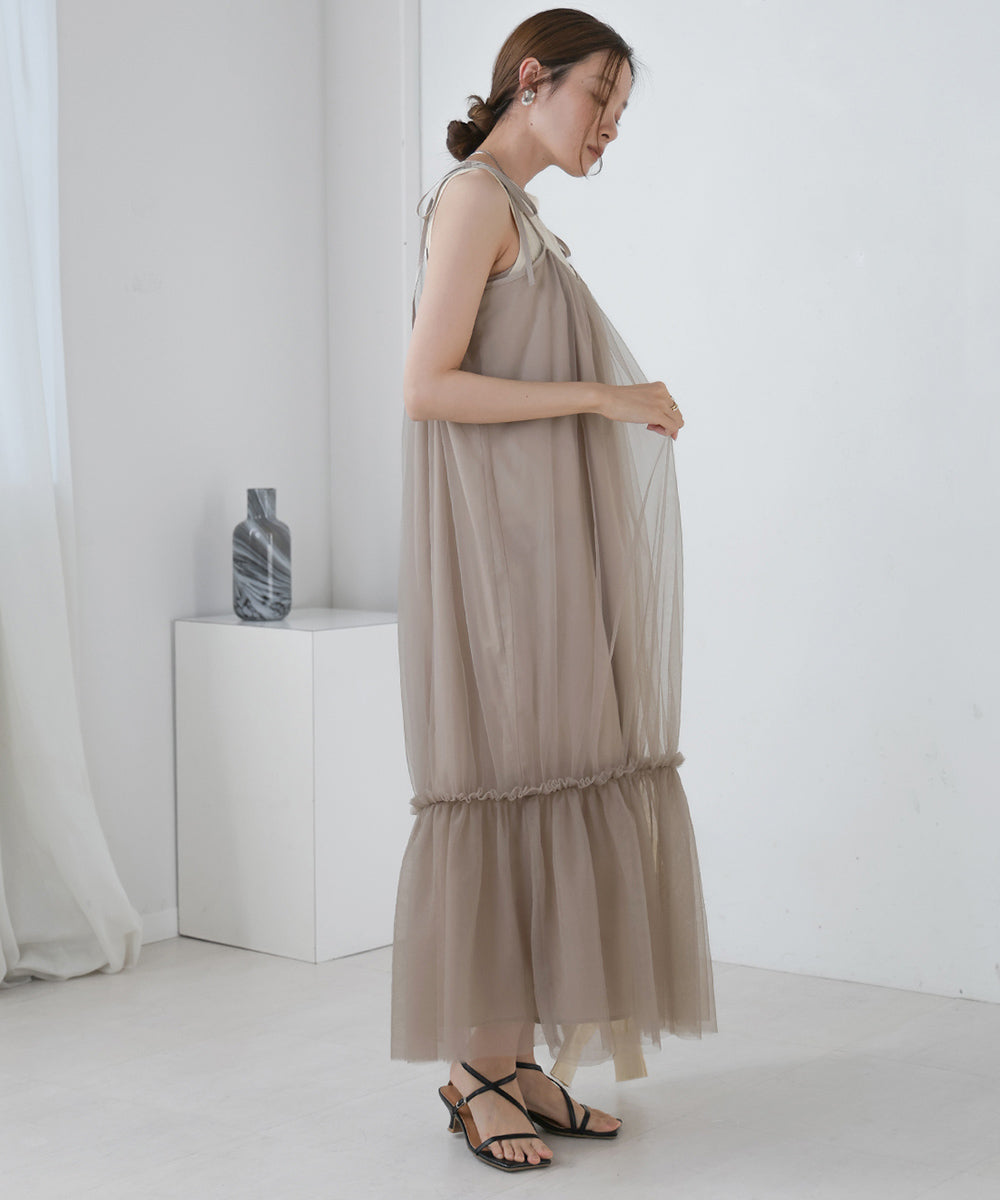 TULLE TIERED CAMISOLE ONEPIECE