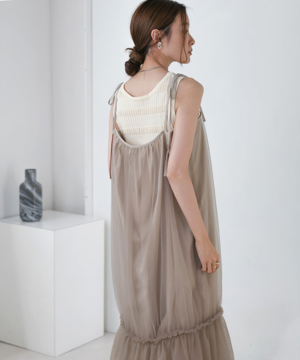 TULLE TIERED CAMISOLE ONEPIECE