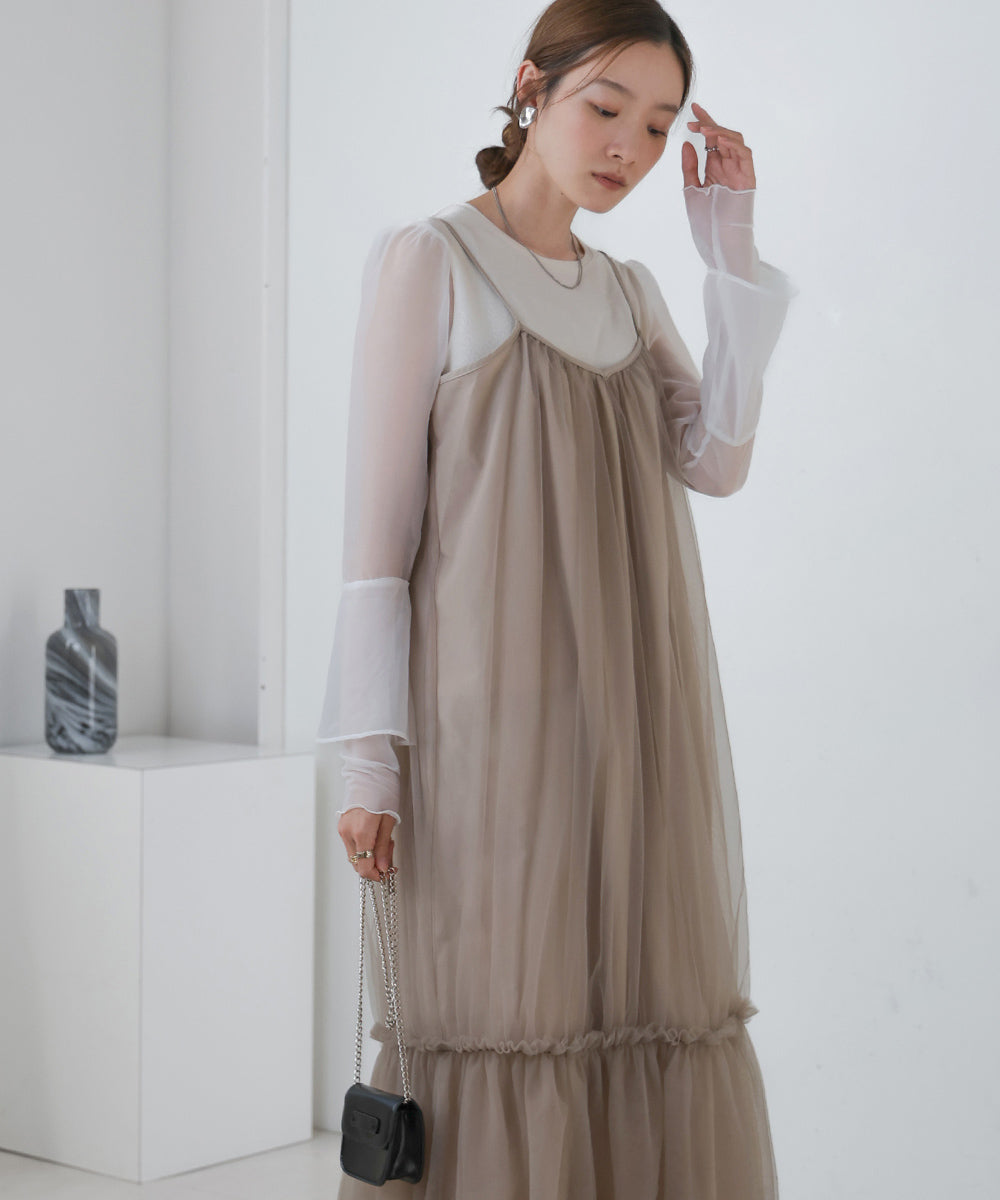 TULLE TIERED CAMISOLE ONEPIECE