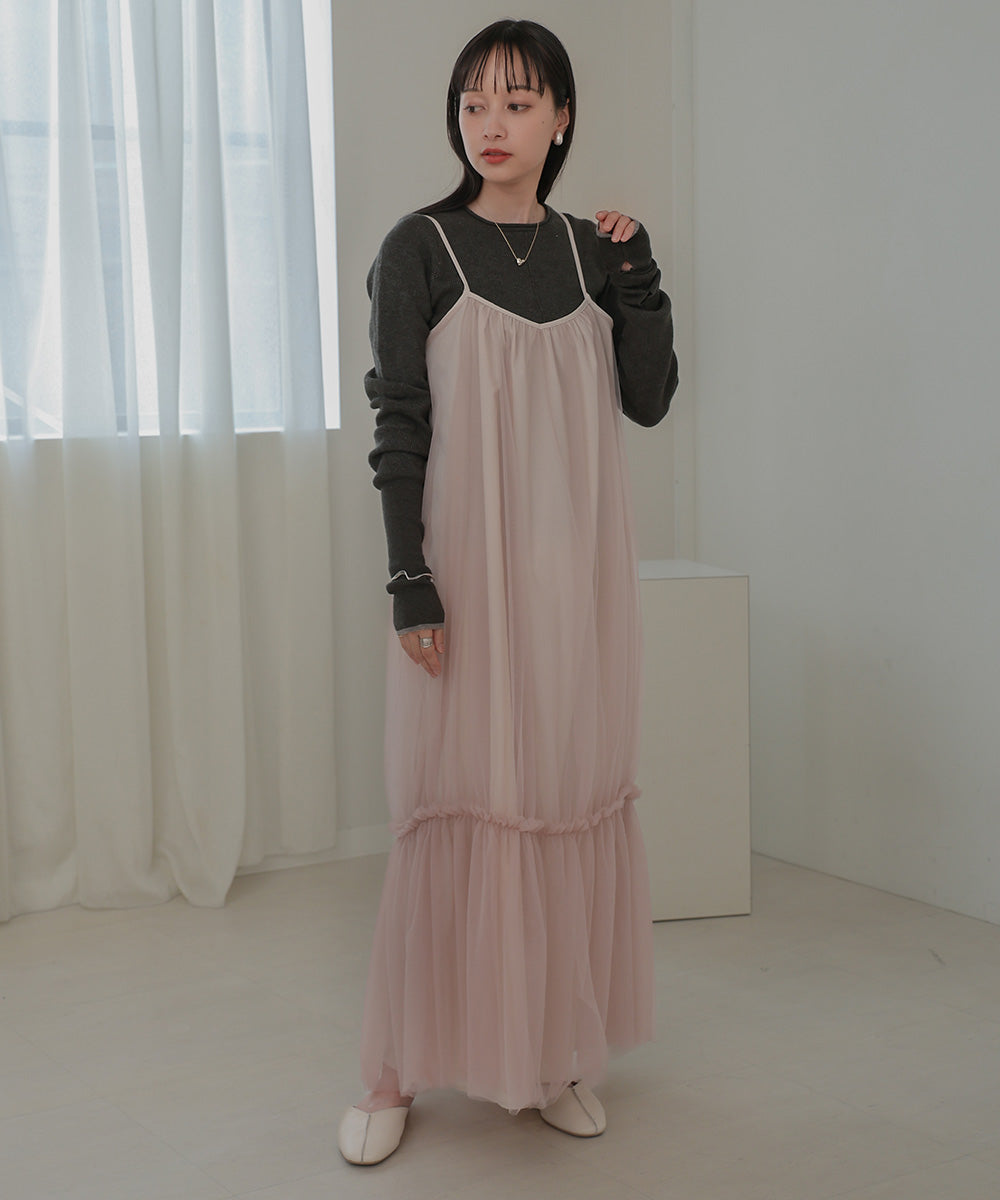 チュールティアードキャミワンピース