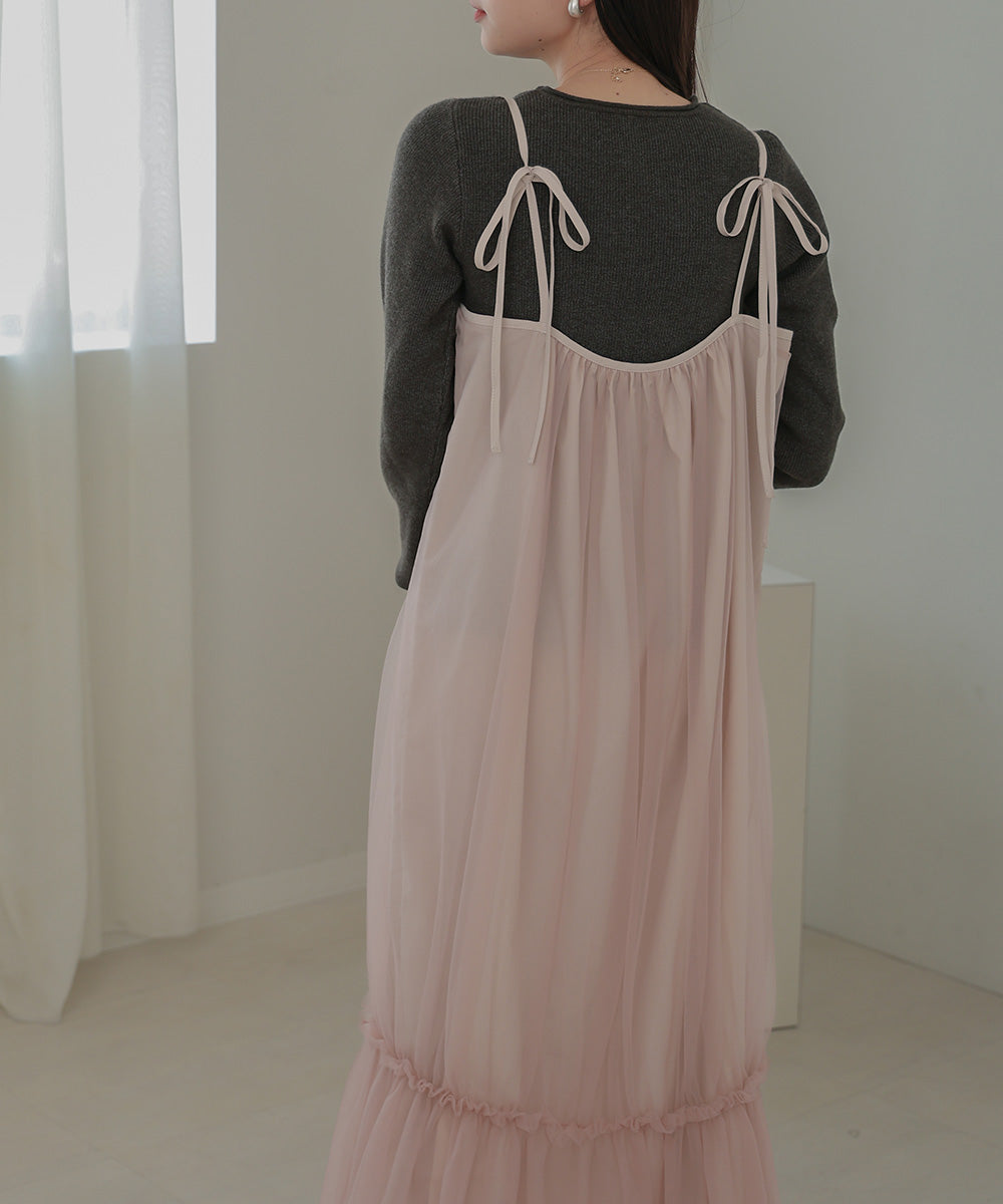 TULLE TIERED CAMISOLE ONEPIECE