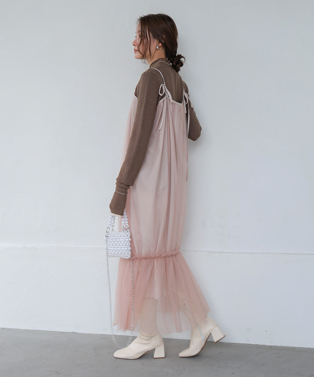 TULLE TIERED CAMISOLE ONEPIECE