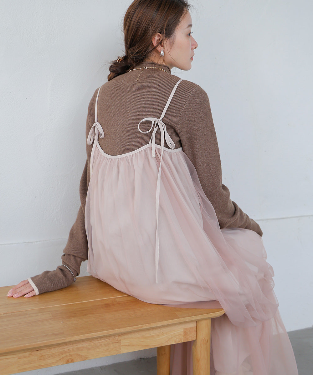 TULLE TIERED CAMISOLE ONEPIECE