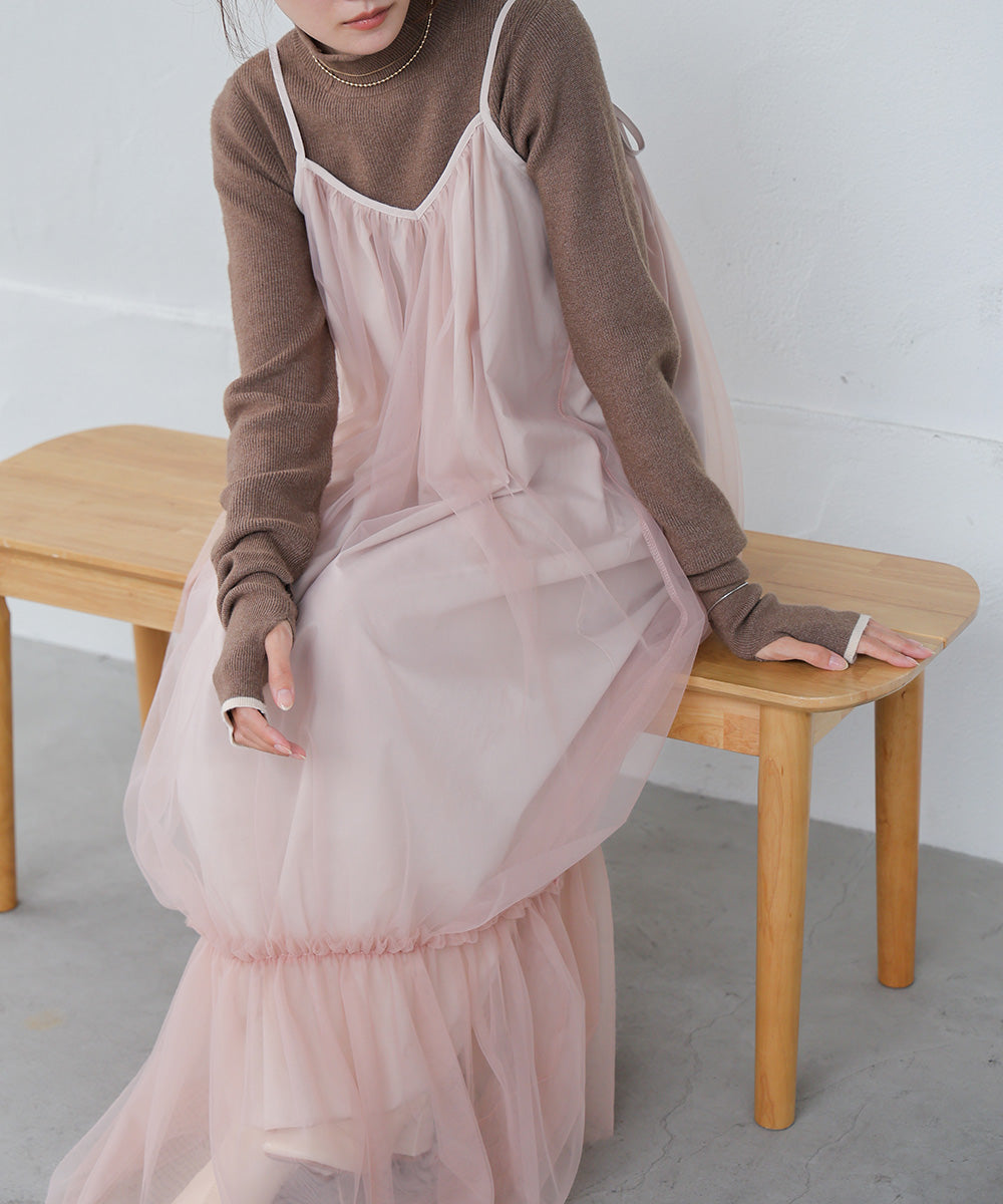 TULLE TIERED CAMISOLE ONEPIECE
