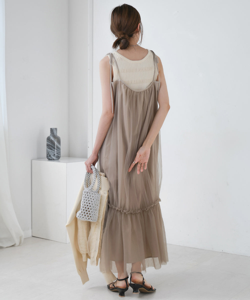 TULLE TIERED CAMISOLE ONEPIECE