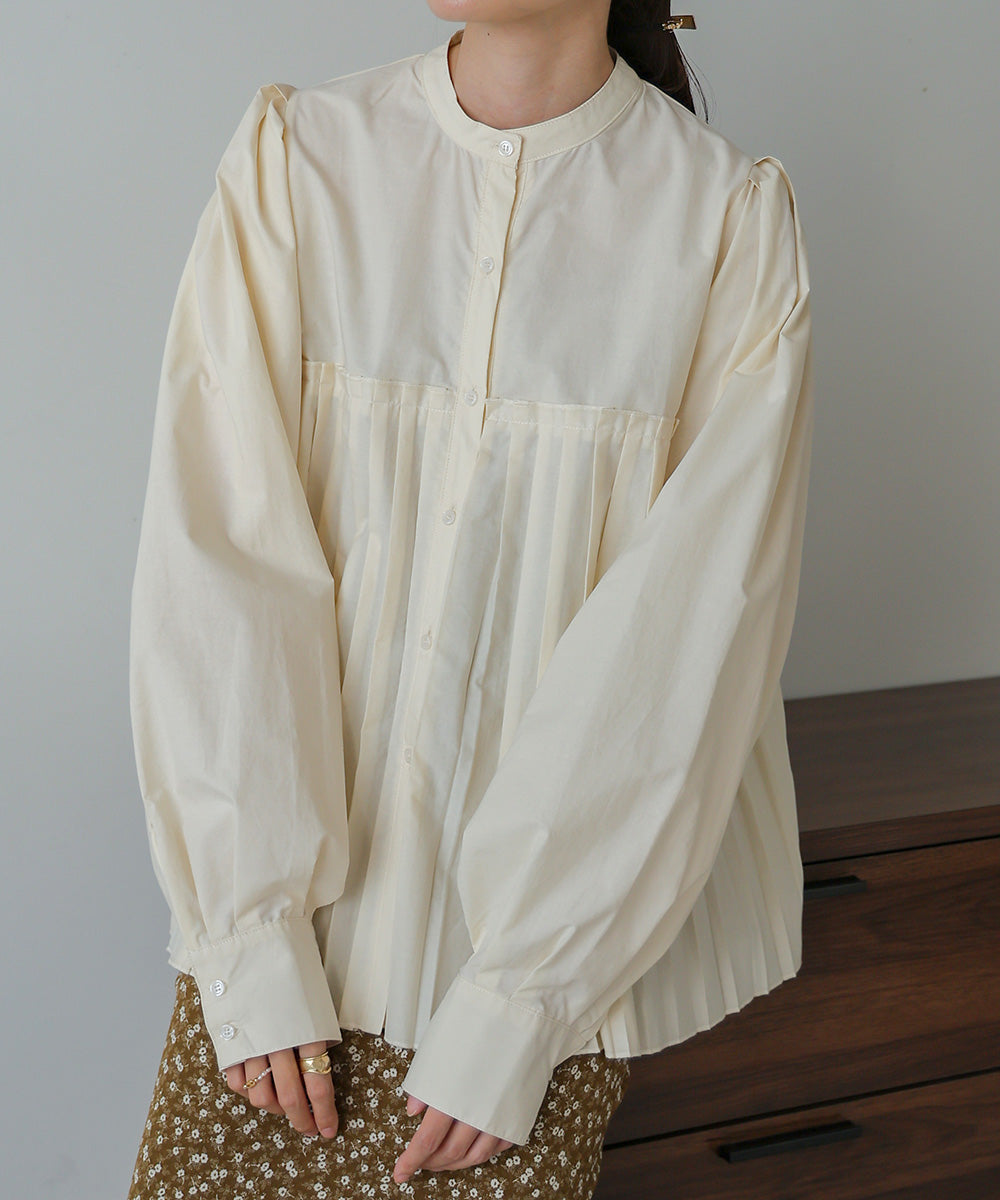 ボリュームスリーブプリーツブラウス