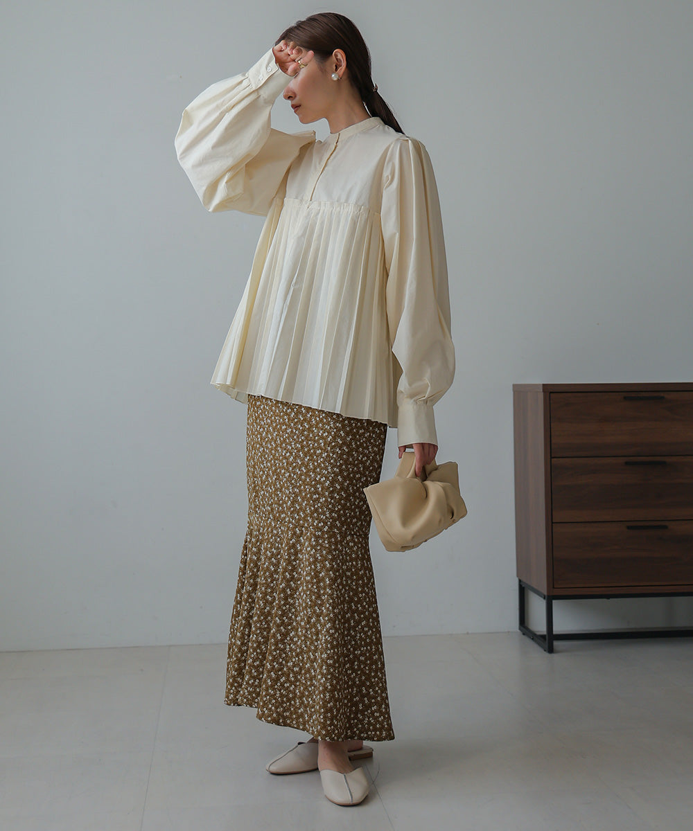 ボリュームスリーブプリーツブラウス