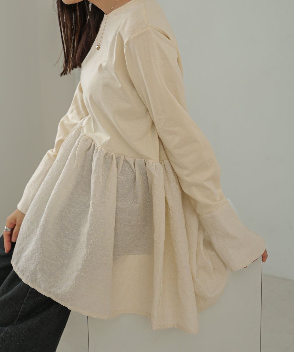 Bab ドットボタンペプラムトップス