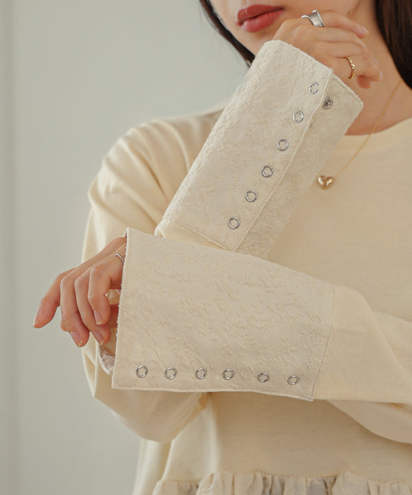 Bab ドットボタンペプラムトップス