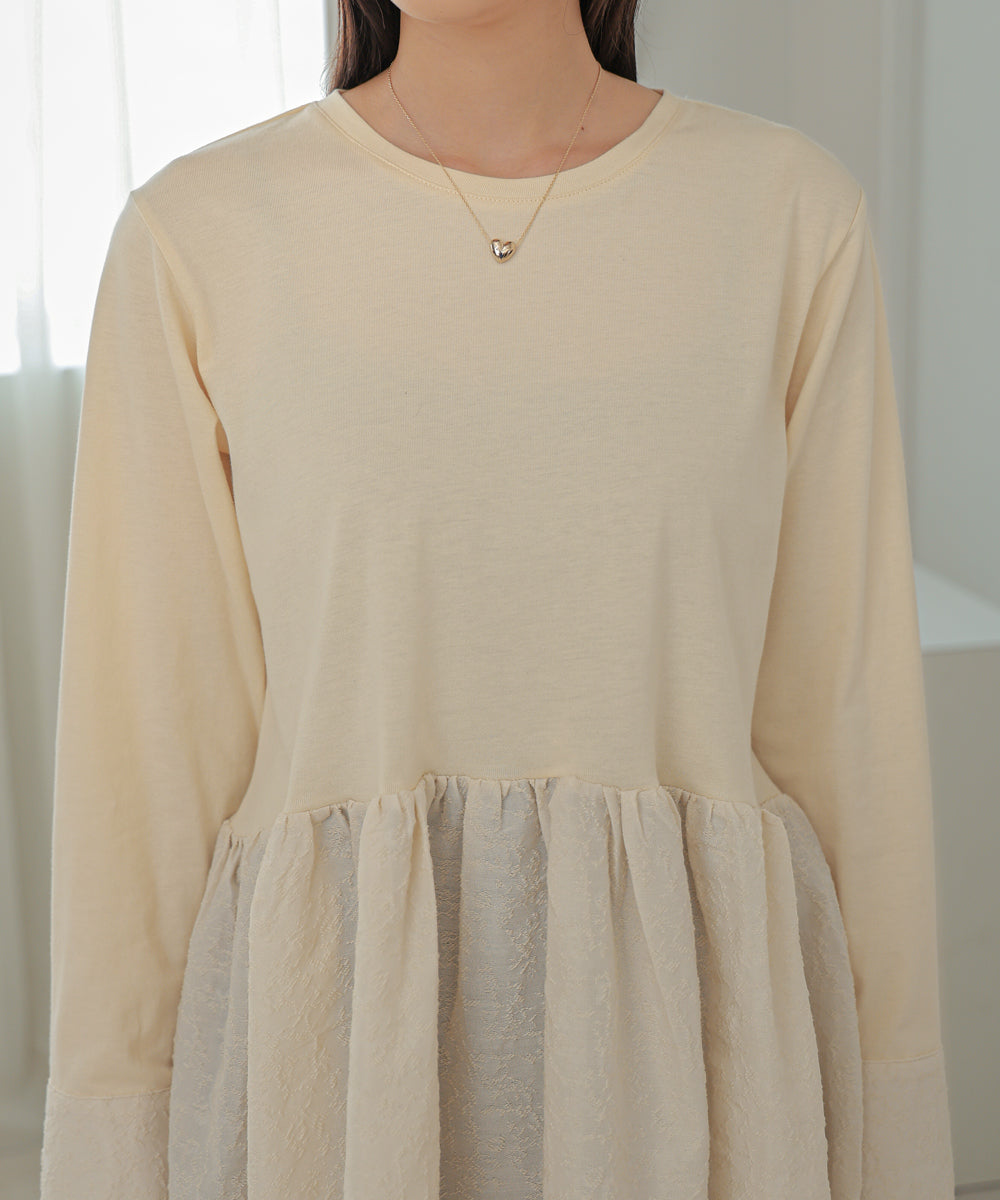 Bab ドットボタンペプラムトップス