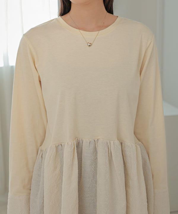 Bab ドットボタンペプラムトップス