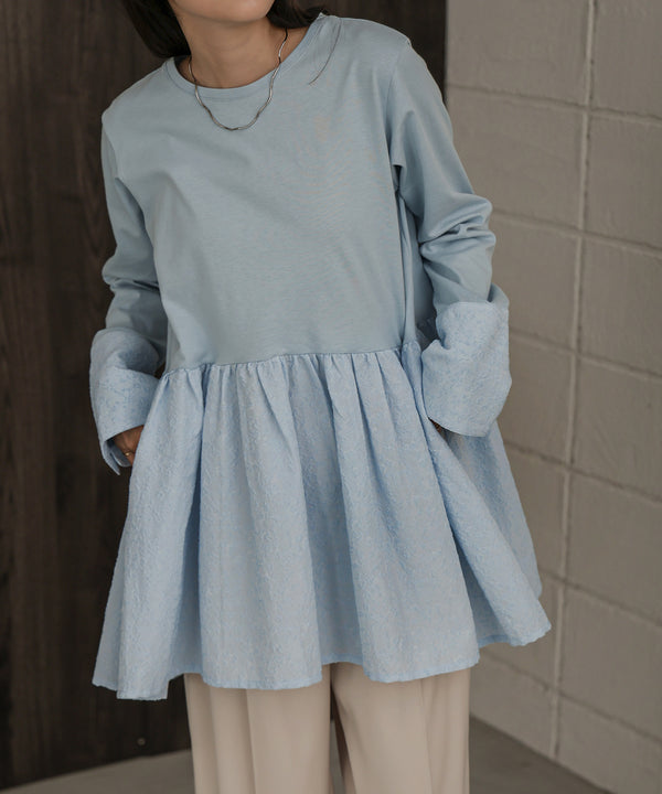 Bab ドットボタンペプラムトップス