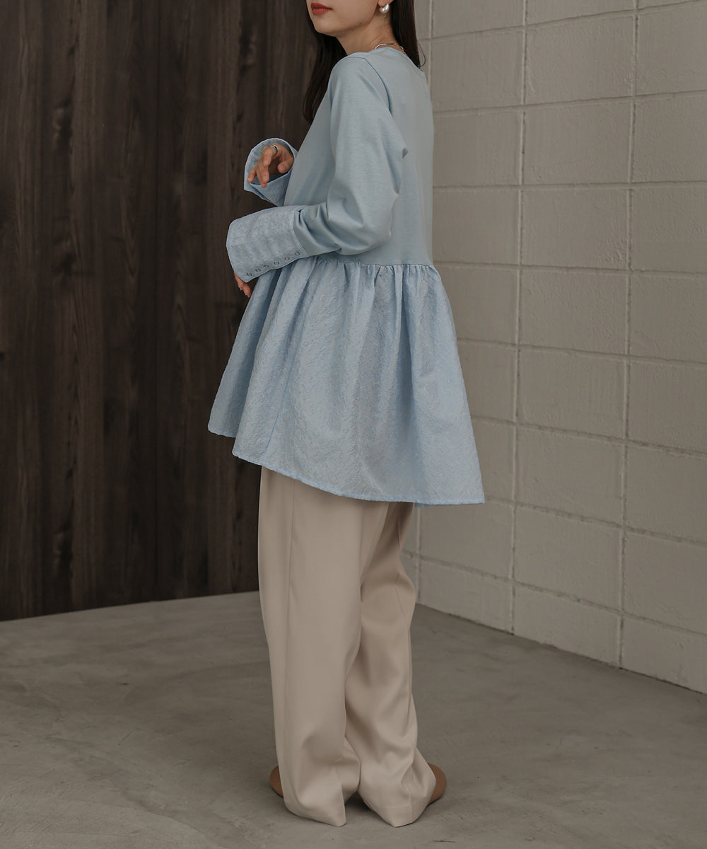 Bab ドットボタンペプラムトップス