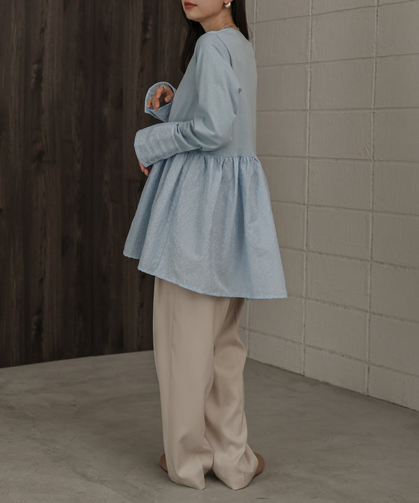 Bab ドットボタンペプラムトップス