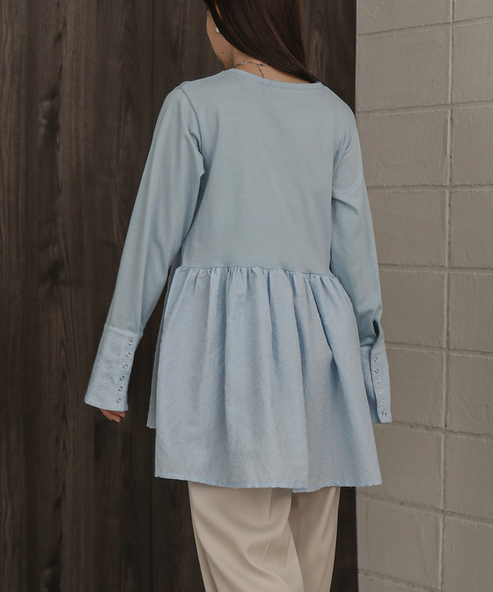 Bab ドットボタンペプラムトップス