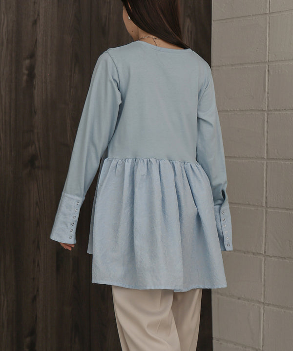 Bab ドットボタンペプラムトップス