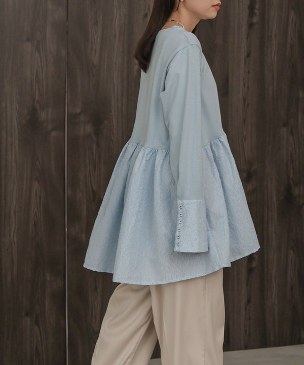 Bab ドットボタンペプラムトップス