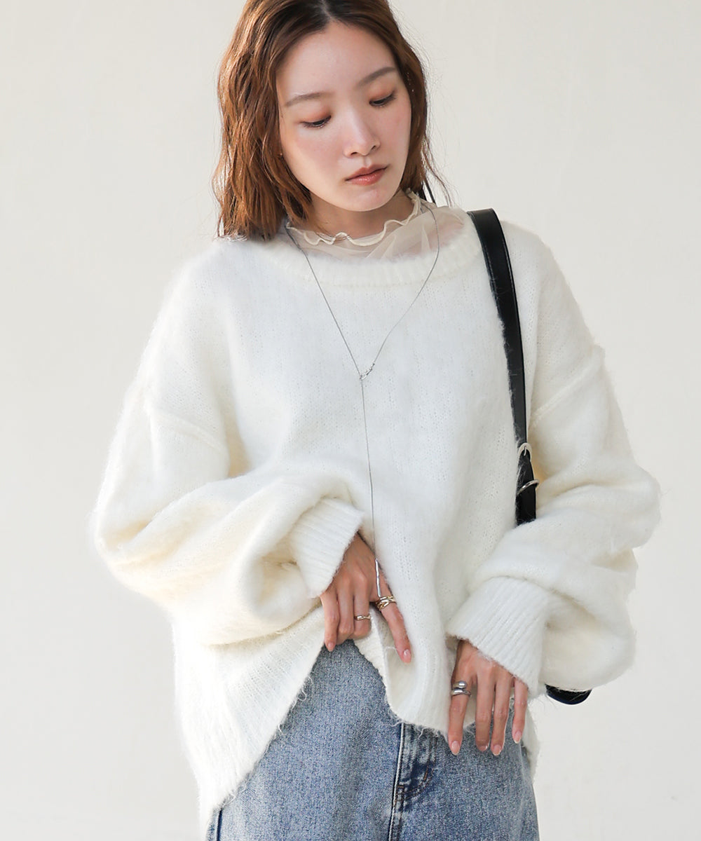 Bab ボリュームスリーブモヘヤライクニット