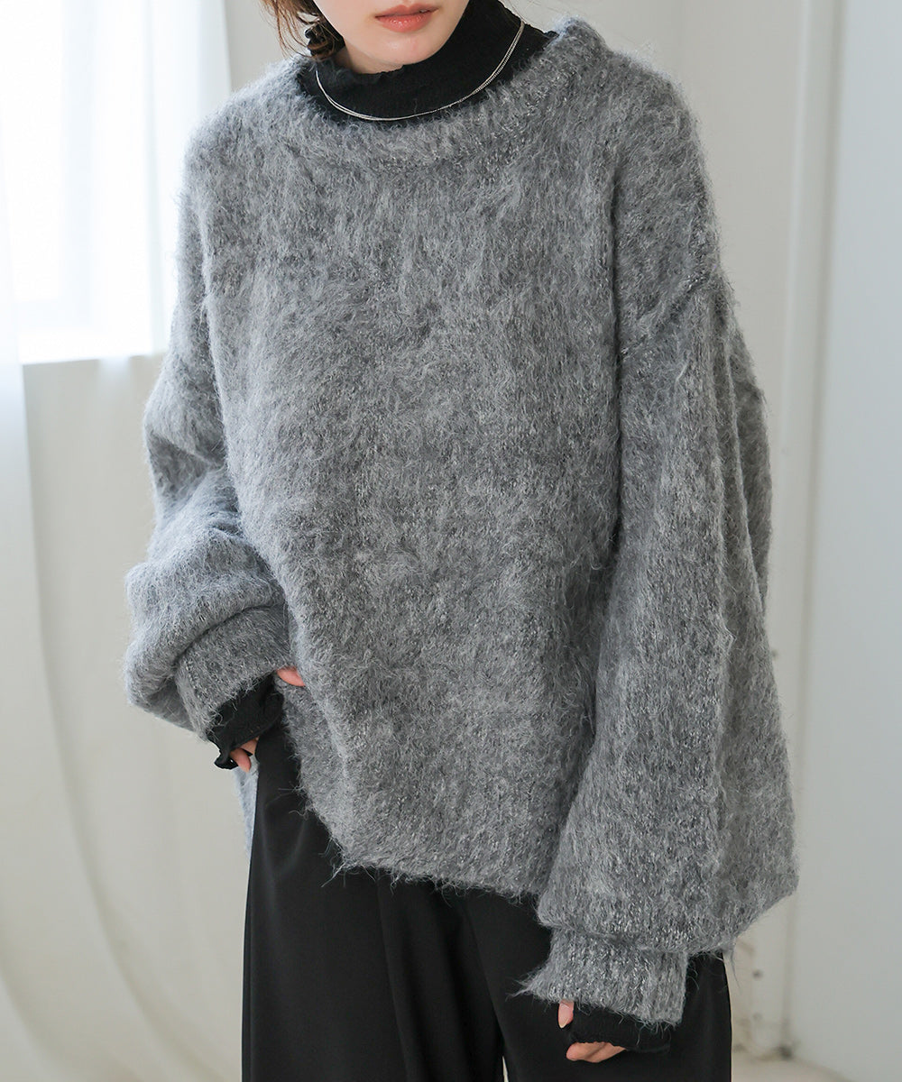 Bab ボリュームスリーブモヘヤライクニット