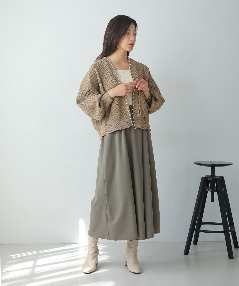 [WEB限定]パール付ドルマンニットカーディガン