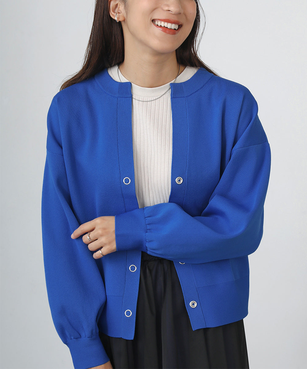 [WEB限定]軽量ニットキーネックカーディガン