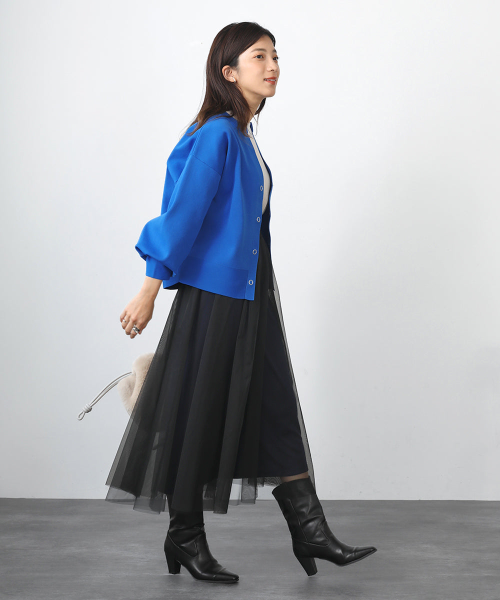 [WEB限定]軽量ニットキーネックカーディガン