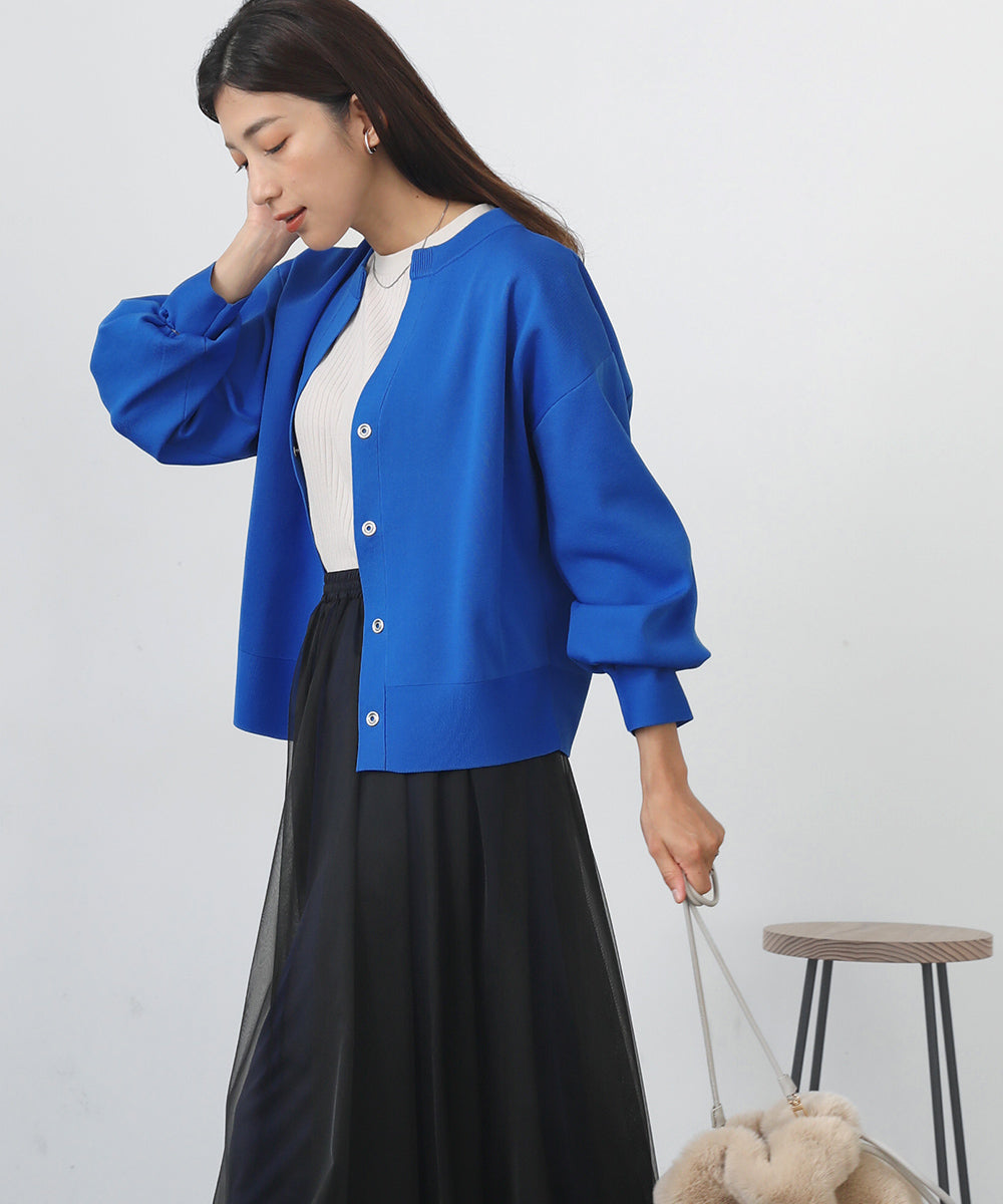 [WEB限定]軽量ニットキーネックカーディガン