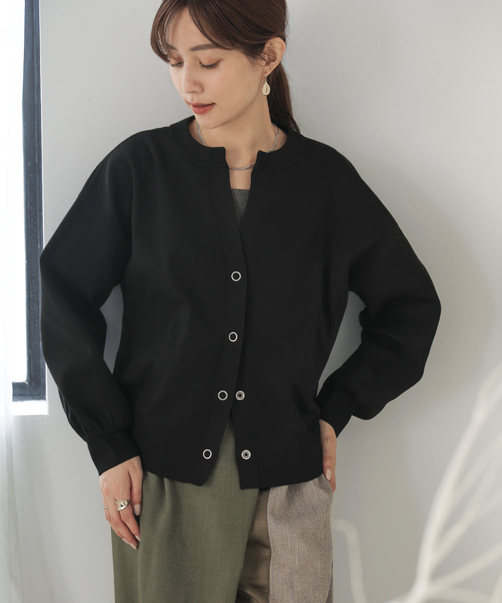 [WEB限定]軽量ニットキーネックカーディガン