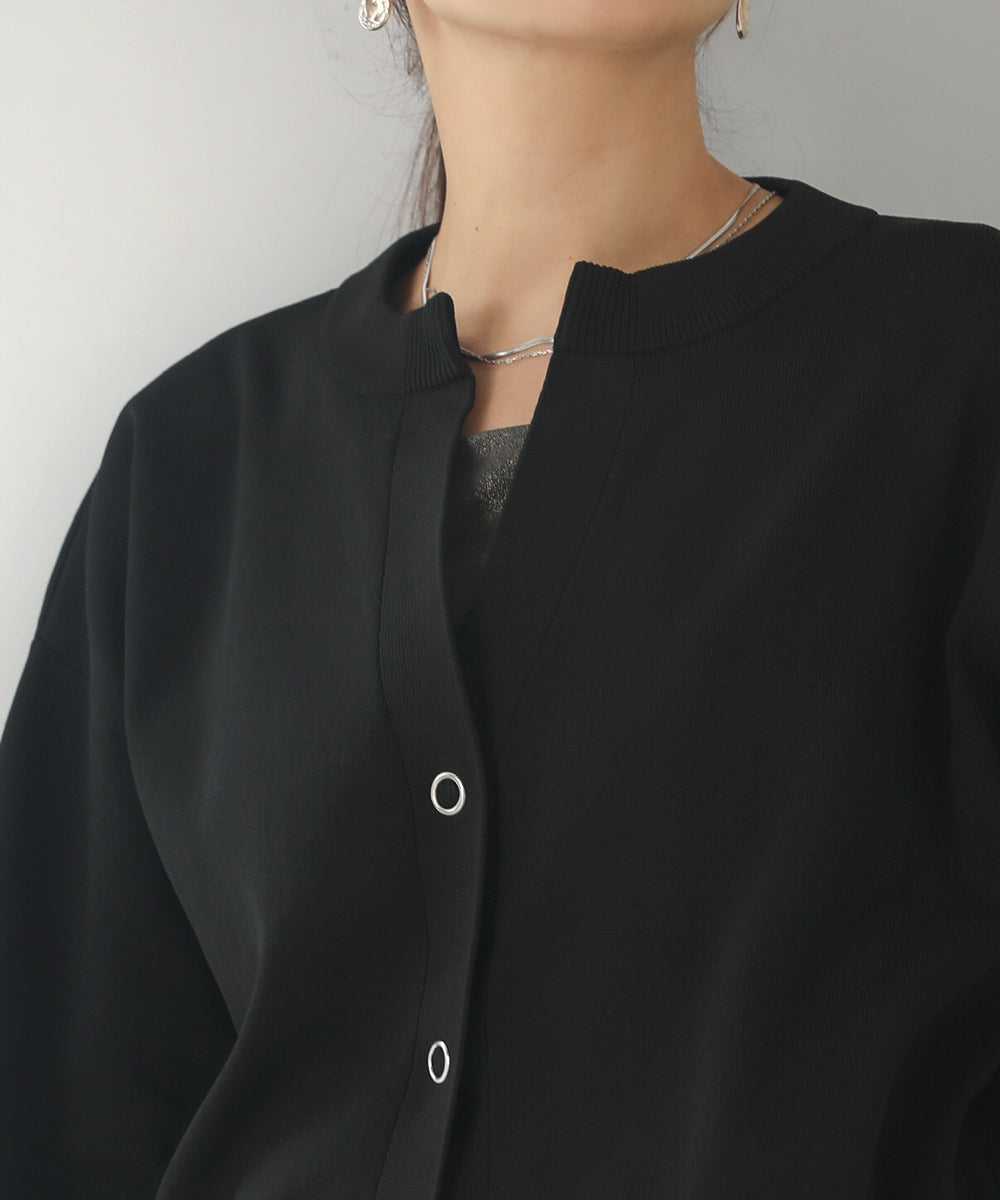 [WEB限定]軽量ニットキーネックカーディガン