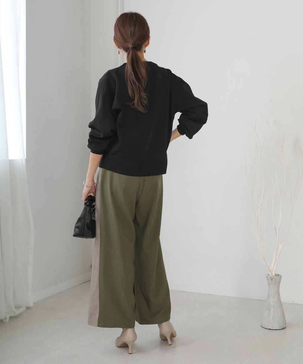 [WEB限定]軽量ニットキーネックカーディガン