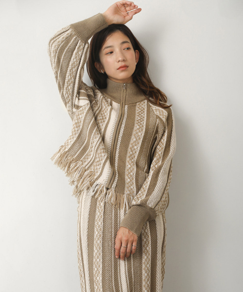 [LOOK掲載]ジャガードニットブルゾン