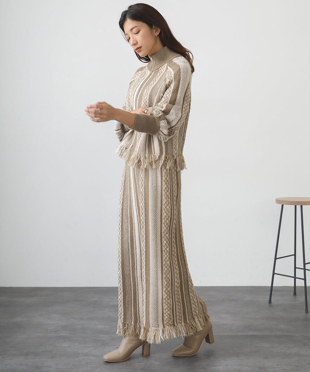 [LOOK掲載]ジャガードニットブルゾン