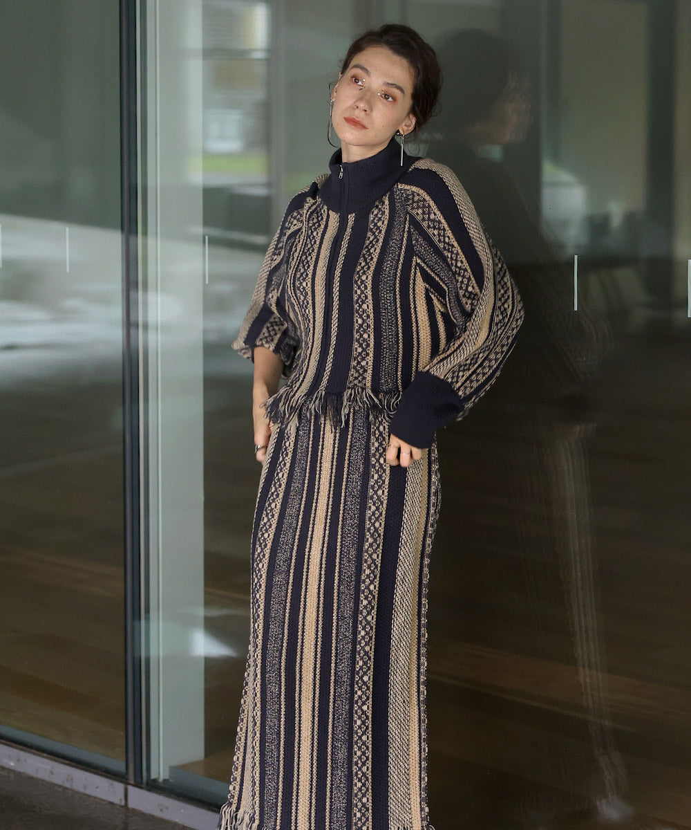 [LOOK掲載]ジャガードニットブルゾン
