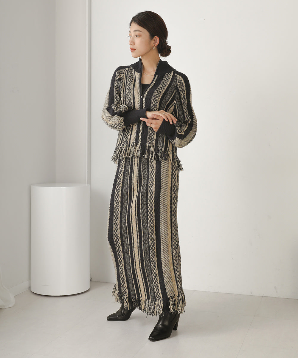 [LOOK掲載]ジャガードニットブルゾン