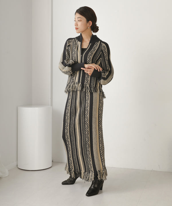 [LOOK掲載]ジャガードニットブルゾン