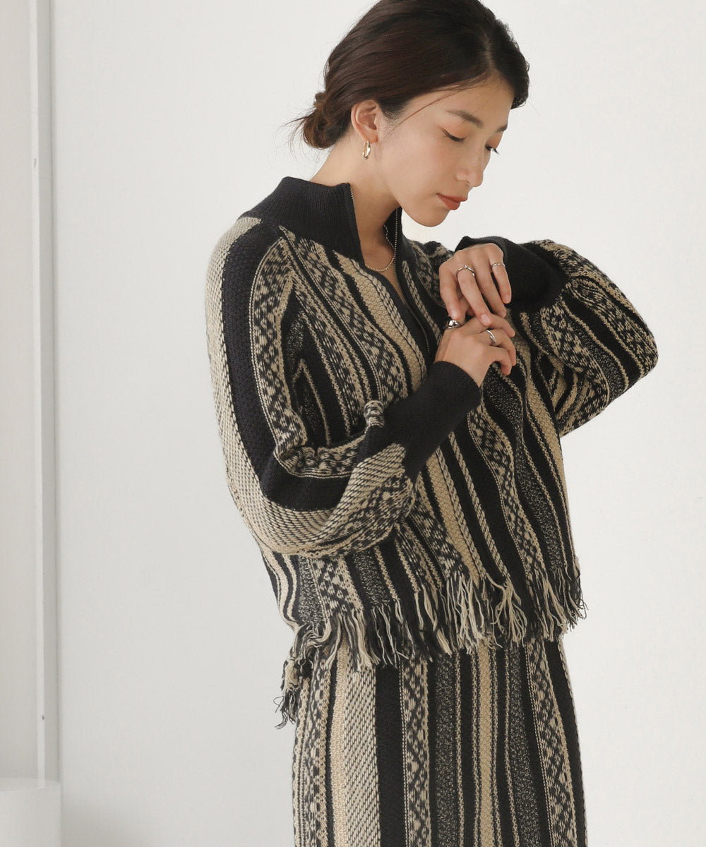 [LOOK掲載]ジャガードニットブルゾン