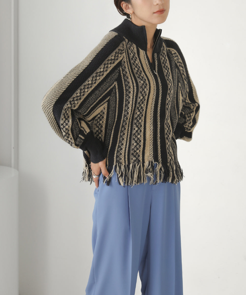 [LOOK掲載]ジャガードニットブルゾン