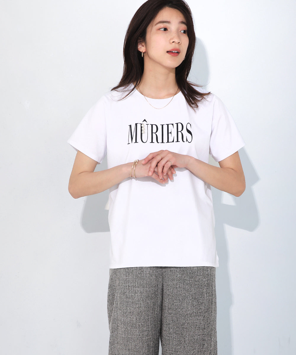 BouJeloud コットンロゴパールTシャツ