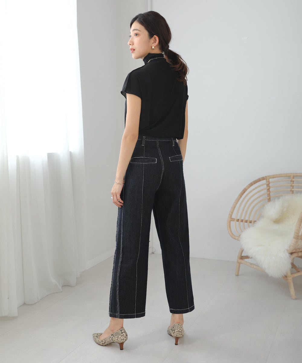 [LOOK掲載]サイドフリンジデニムパンツ