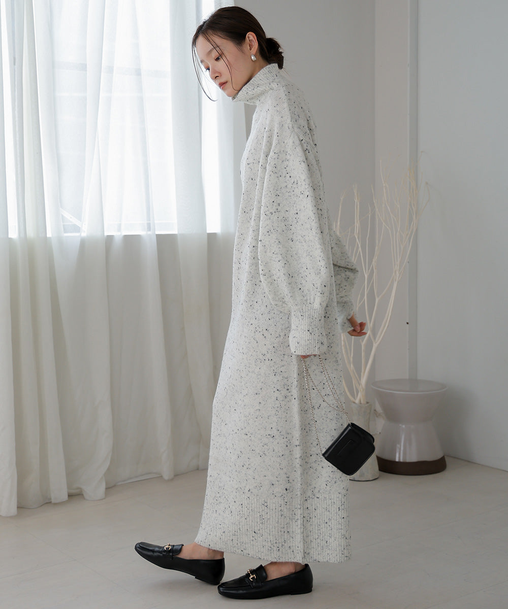 ネップストレートラインニットワンピース