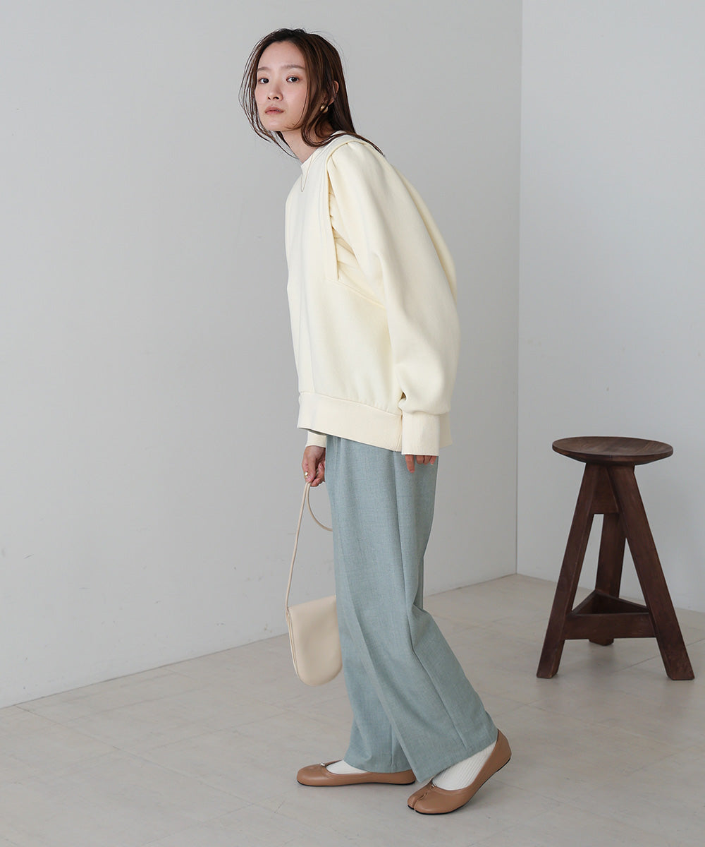 袖ギャザー裏起毛スウェット