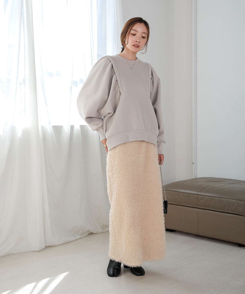 袖ギャザー裏起毛スウェット