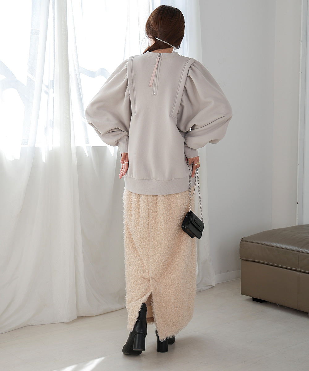 袖ギャザー裏起毛スウェット