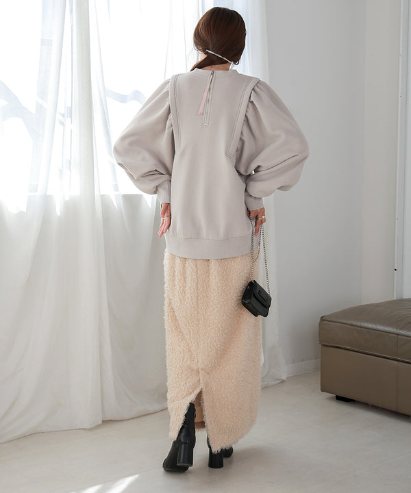袖ギャザー裏起毛スウェット