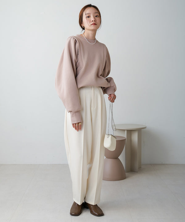 袖ギャザー裏起毛スウェット
