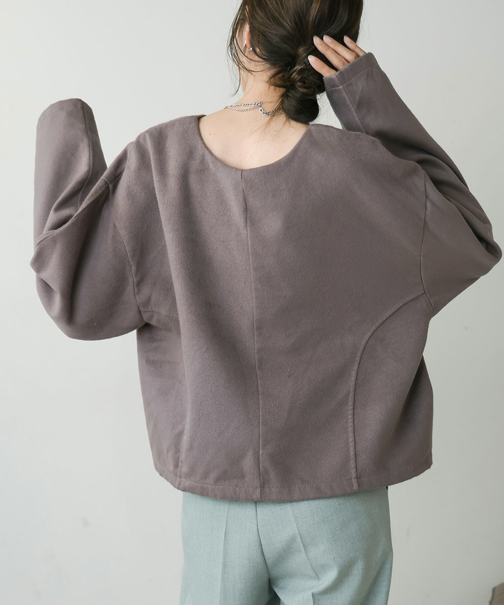前後2WAYウールライクキーネックプルオーバー