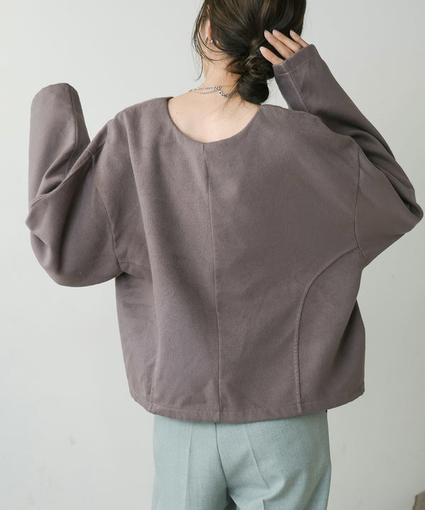 前後2WAYウールライクキーネックプルオーバー