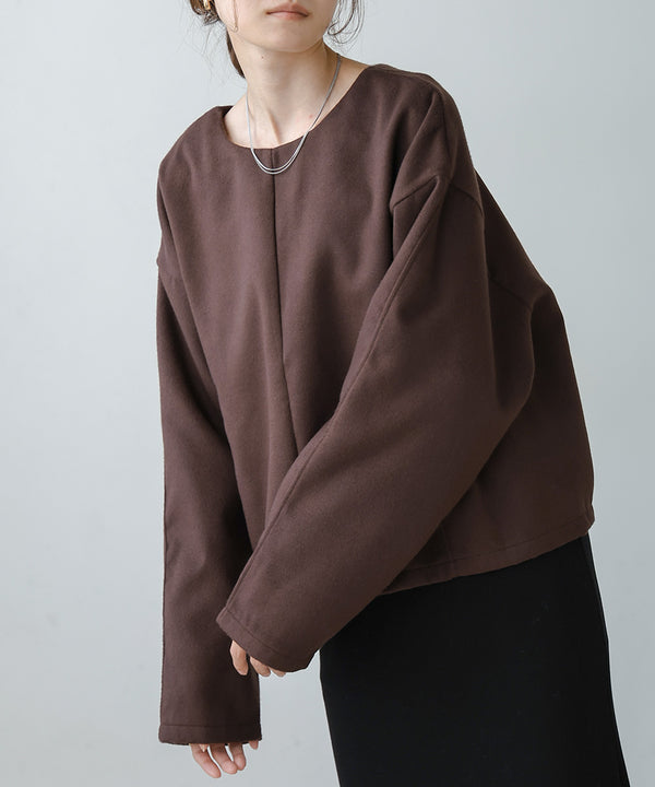 前後2WAYウールライクキーネックプルオーバー