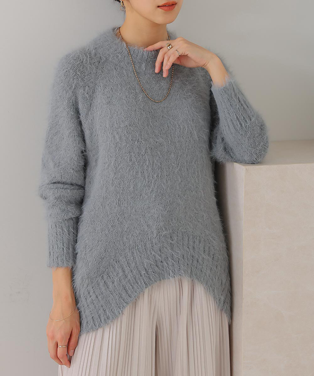 [LOOK掲載]裾カーブシャギーニットチュニック