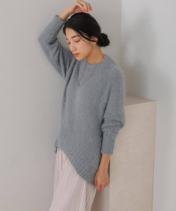 [LOOK掲載]裾カーブシャギーニットチュニック